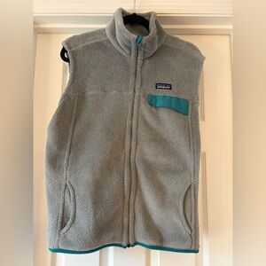 Patagonia Re-Tool Gray Fleece Vest with Teal Accents XL